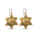 Hand-Engraved Brass Star Earrings by Bohemia Design | Floral Motif
