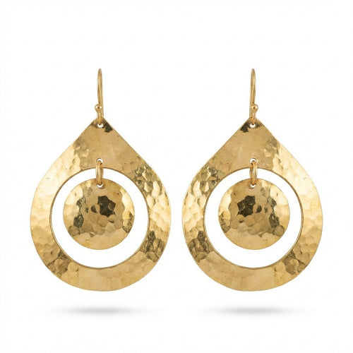 Bohemia Design Hand-Hammered Brass Nested Teardrop Earrings