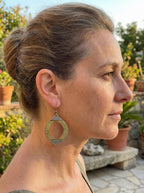 Hand-Hammered Gold Brass & Silver Moroccan Marquise Earrings | Bohemia Design