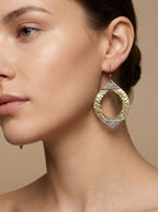 Hand-Hammered Gold Brass & Silver Moroccan Marquise Earrings | Bohemia Design