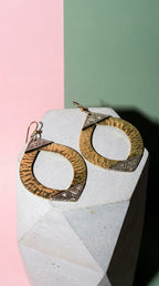 Hand-Hammered Gold Brass & Silver Moroccan Marquise Earrings | Bohemia Design