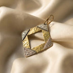 Bohemia Design Hand-Hammered Brass & Silver Rhombus Earrings