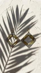 Bohemia Design Hand-Hammered Brass & Silver Rhombus Earrings