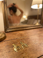 Bohemia Design Hand-Chiseled Brass Octopus Earrings - Gold Tone