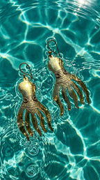 Bohemia Design Hand-Chiseled Brass Octopus Earrings - Gold Tone