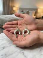 Silver Fish Earrings with Geometric Zig-Zag Pattern | Bohemia Design