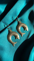 Silver Fish Earrings with Geometric Zig-Zag Pattern | Bohemia Design