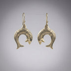 Silver Fish Earrings with Geometric Zig-Zag Pattern | Bohemia Design