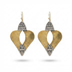 Bohemia Design Hand-Etched Brass & Oxidized Silver Shield Earrings