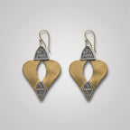Bohemia Design Hand-Etched Brass & Oxidized Silver Shield Earrings