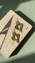 Bohemia Design Hand-Etched Brass & Oxidized Silver Shield Earrings