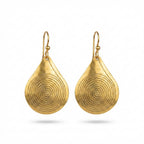Bohemia Design Gold Teardrop Earrings | Hand-Etched Spiral Motif