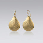 Bohemia Design Gold Teardrop Earrings | Hand-Etched Spiral Motif