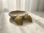 Bohemia Design Hand-Etched Brass Shield Earrings - Antique Gold