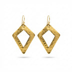 Hand-Hammered Brass Moroccan Diamond Drop Earrings | Bohemia Design