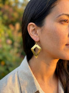 Hand-Hammered Brass Moroccan Diamond Drop Earrings | Bohemia Design