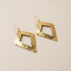 Hand-Hammered Brass Moroccan Diamond Drop Earrings | Bohemia Design