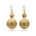 Bohemia Design Hand-Etched Gold Brass Double-Lobed Moroccan Earrings