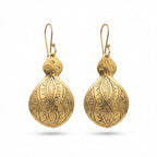 Bohemia Design Hand-Etched Gold Brass Double-Lobed Moroccan Earrings