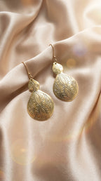 Bohemia Design Hand-Etched Gold Brass Double-Lobed Moroccan Earrings