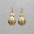 Bohemia Design Hand-Etched Gold Brass Double-Lobed Moroccan Earrings