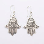 Hand-Engraved Silver Hamsa Earrings | Bohemia Design