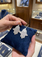 Hand-Engraved Silver Hamsa Earrings | Bohemia Design