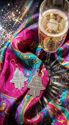 Hand-Engraved Silver Hamsa Earrings | Bohemia Design