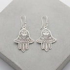 Hand-Engraved Silver Hamsa Earrings | Bohemia Design