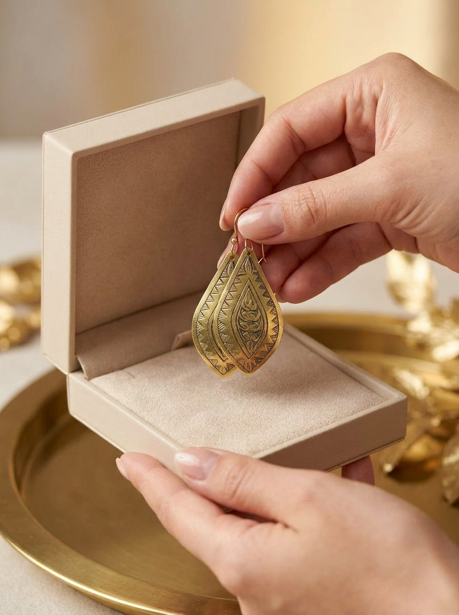 Hand-Engraved Moroccan Teardrop Earrings | Bohemia Design