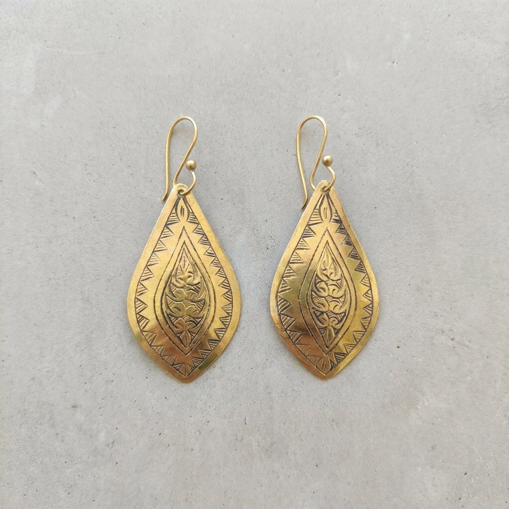 Hand-Engraved Moroccan Teardrop Earrings | Bohemia Design