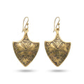 Hand-Engraved Gold Brass Shield Earrings | Berber Jewelry | Bohemia Design