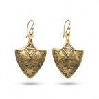 Hand-Engraved Gold Brass Shield Earrings | Berber Jewelry | Bohemia Design