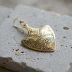 Hand-Engraved Gold Brass Shield Earrings | Berber Jewelry | Bohemia Design