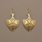 Hand-Engraved Gold Brass Shield Earrings | Berber Jewelry | Bohemia Design