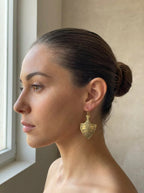 Hand-Engraved Gold Brass Shield Earrings | Berber Jewelry | Bohemia Design