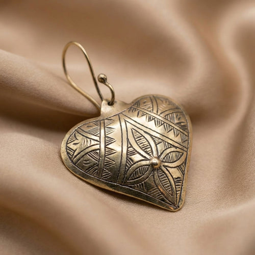Antique Silver Heart Dangle Earrings | Bohemia Design