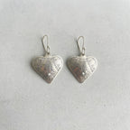 Antique Silver Heart Dangle Earrings | Bohemia Design