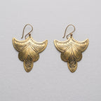 Hand-Etched Brass Winged Teardrop Earrings | Bohemia Design