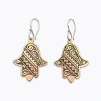 Silver Hand-Etched Hamsa Hand Earrings | Bohemia Design