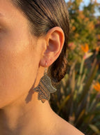 Silver Hand-Etched Hamsa Hand Earrings | Bohemia Design