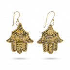 Hand-Etched Hamsa Hand Brass Earrings | Bohemia Design