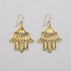 Hand-Etched Hamsa Hand Brass Earrings | Bohemia Design