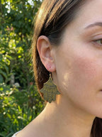 Hand-Etched Hamsa Hand Brass Earrings | Bohemia Design