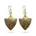 Hand-Etched Brass Shield Earrings | Bohemia Design