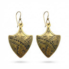Hand-Etched Brass Shield Earrings | Bohemia Design