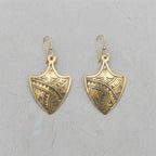 Hand-Etched Brass Shield Earrings | Bohemia Design