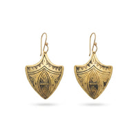 Hand-Engraved Moroccan Brass Shield Earrings | Bohemia Design