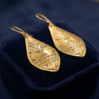 Hand-Etched Gold Berber Teardrop Earrings | Bohemia Design